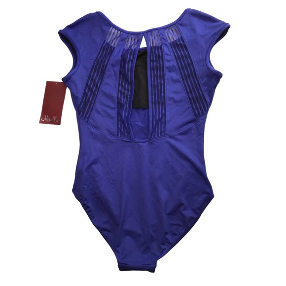 New NWT Mirella Leotard Dance / Gymnastics Purple.  Size Women's M.  90% Nylon / - Picture 2 of 11